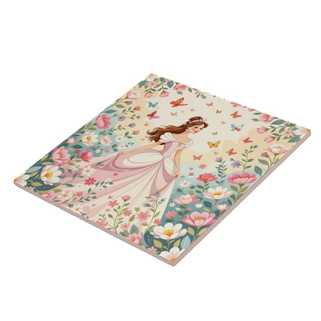 Cute princess with butterflies tile (Side)