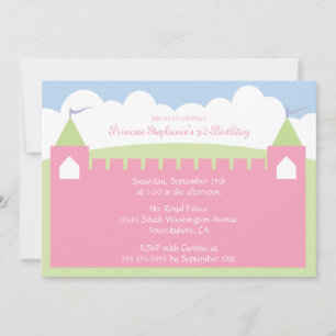 Cute princesse château invitation fête d'anniversa