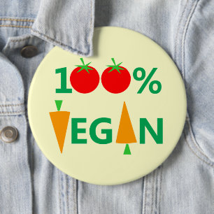 Cute Pro Vegan Message Colourful Clever 6 Inch Round Button
