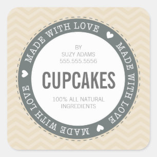 CUTE PRODUCT LABEL made with love chevron natural