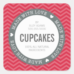 CUTE PRODUCT LABEL made with love chevron red