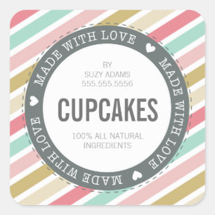 CUTE PRODUIT ÉTIQUETTE fait avec amour pastel colo