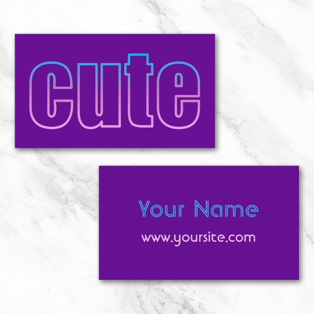 cute Profile Card (Ombre Outline Cute on Purple Business Card)
