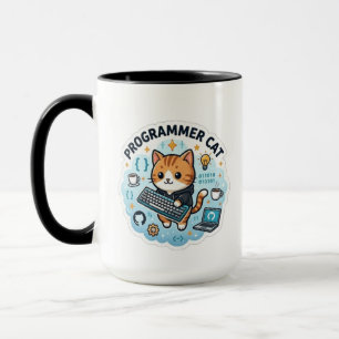 Cute Programmer Cat Coding Vinyl Sticker   Develop Mug