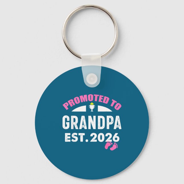 Cute Promoted Grandpa 2026 It's Design Keychain (Front)