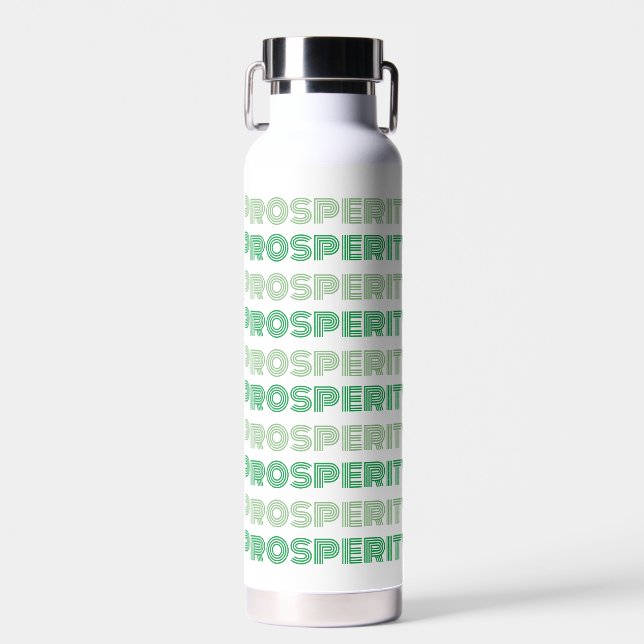 Cute Prosperity Green Inspirational Water Bottle (Front)