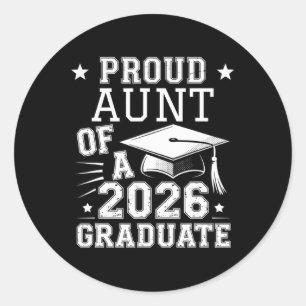 Cute Proud Aunt 2026 Graduate Graduation Family Ma Classic Round Sticker