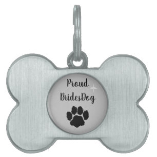 Cute Proud Bride's Dog Silver Tone Pet ID Tag