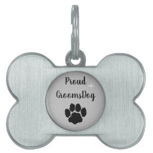 Cute Proud Groom's Dog Silver Tone Pet ID Tag