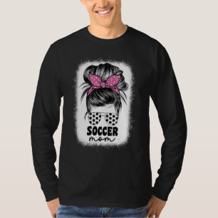 Cute Proud Soccer Mom Mama For Women Pink Messy Bu T-Shirt