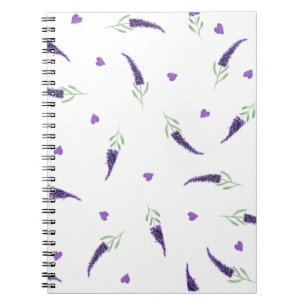Cute Provence watercolor lavender Hear Notebook