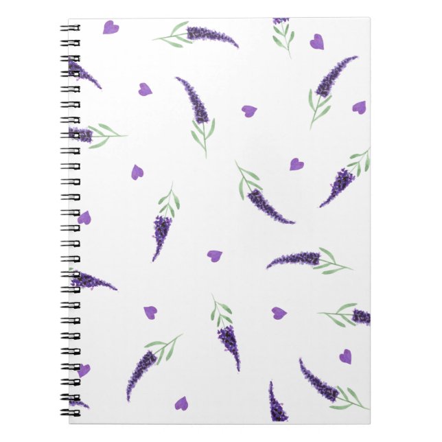 Cute  Provence watercolor  lavender  Hear Notebook (Front)