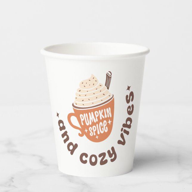 Cute PSL Fall  – Pumpkin Spice and Cozy vibes  Paper Cups