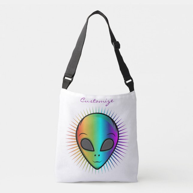 Cute Psychedelic Alien Head Thunder_Cove Crossbody Bag (Front)