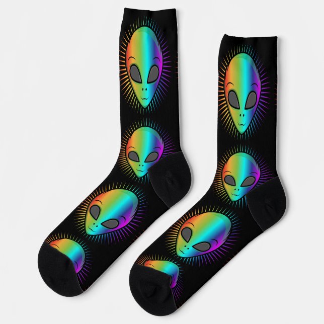 Cute Psychedelic Alien Head Thunder_Cove Socks (Left)
