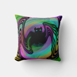 Cute Psychedelic Colourful Bat Throw Pillow 
