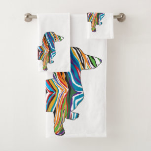 Cute Psychedelic Dachshund Bath Towel Set