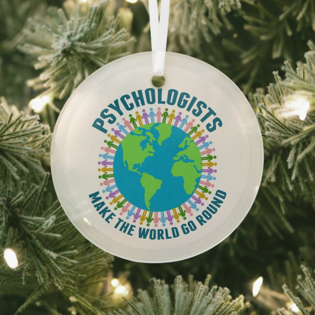Cute Psychologist World Quote Psychology Christmas Glass Ornament (Insitu)