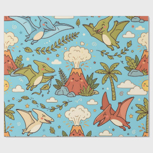 Cute Pterodactyl Dinosaur Wrapping Paper