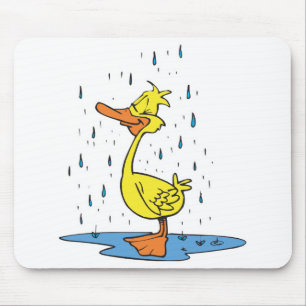 cute puddle duck in the rain mouse pad
