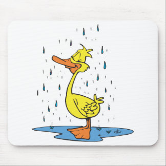cute puddle duck in the rain mouse pad