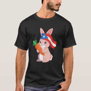 Cute Puerto Rico Bunny Rabbit with Carrot Boricua T-Shirt