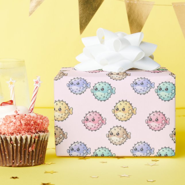 Cute Pufferfish Wrapping Paper (Birthday Party)