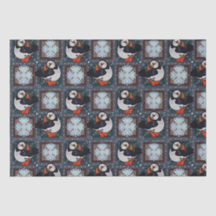 Cute Puffin Birds Winter Pattern r Tissue Paper