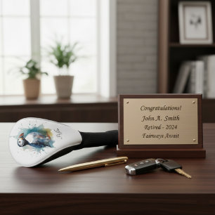 Cute puffin in blue watercolor customizable golf head cover