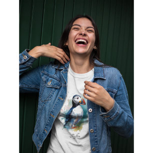 Cute puffin in blue watercolor T-Shirt