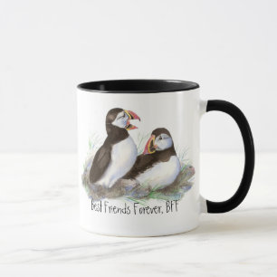 Cute Puffins, Best Friends Forever, BFF, Birds Mug