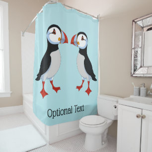 Cute Puffins Design Shower Curtain