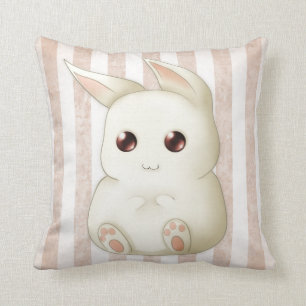 Cute Puffy Kawaii Bunny Rabbit Throw Pillow