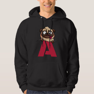 Cute Pug alphabet, letter a, dog alphabet Classic  Hoodie