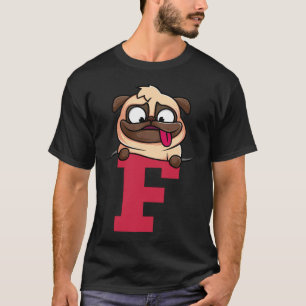 Cute Pug alphabet, letter f, dog alphabet Classic  T-Shirt