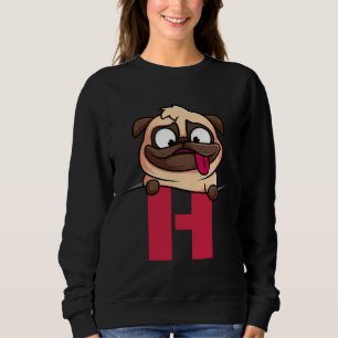Cute Pug alphabet, letter H , dog alphabet Active Sweatshirt