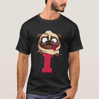Cute Pug alphabet, letter I, dog alphabet Classic T-Shirt