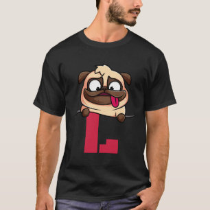 Cute Pug alphabet, letter L, dog alphabet Classic T-Shirt