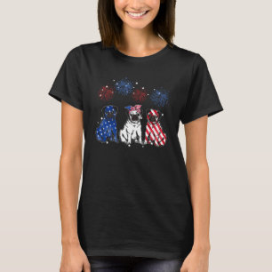 Cute Pug American Flag Firework Dog Patriotic 4th T-Shirt