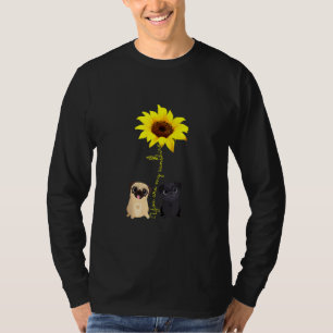 Cute Pug Are My Sunshine Sunflower Mom Mother's Da T-Shirt