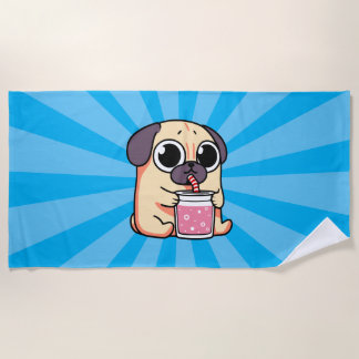 Cute Pug Beach Towel