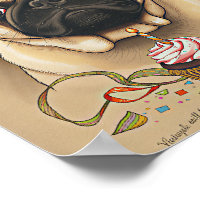 Cute Pug Birthday Cupcake Art