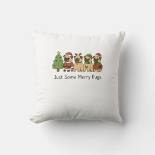 Cute Pug Christmas Gift Tee Throw Pillow