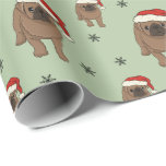 Cute Pug Christmas Wrapping Paper<br><div class="desc">Cute,  whimsical Pug Christmas Wrapping Paper - for Pug lovers</div>