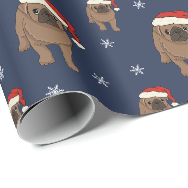 Cute Pug Christmas Wrapping Paper (Roll Corner)