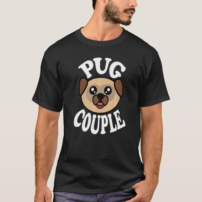 Cute Pug Couple T-Shirt (Front)