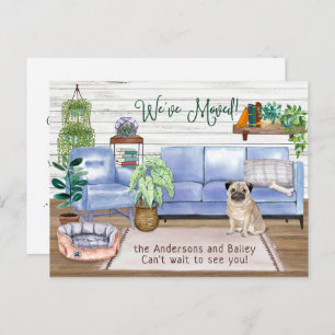Cute Pug Cozy New Home Moving      Announcement Postcard