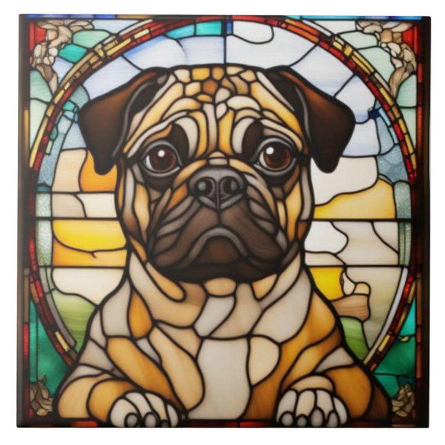 Cute Pug Decorative Ceramic Tile (Front)