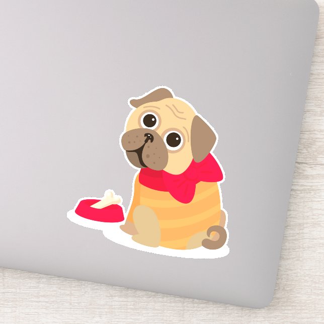 Cute pug dog back to school art (Detail)