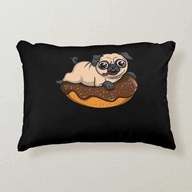 Cute Pug Dog Doughnut Lover Pet Accent Pillow (Front)